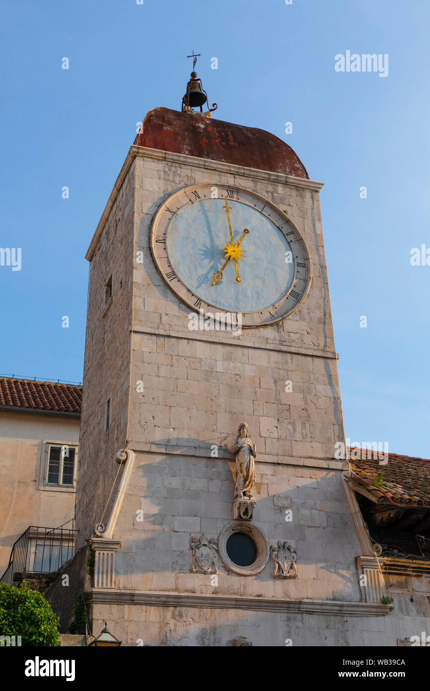 Loggia and Clock Tower, Trogir, Croatia, Europe Stock Photo