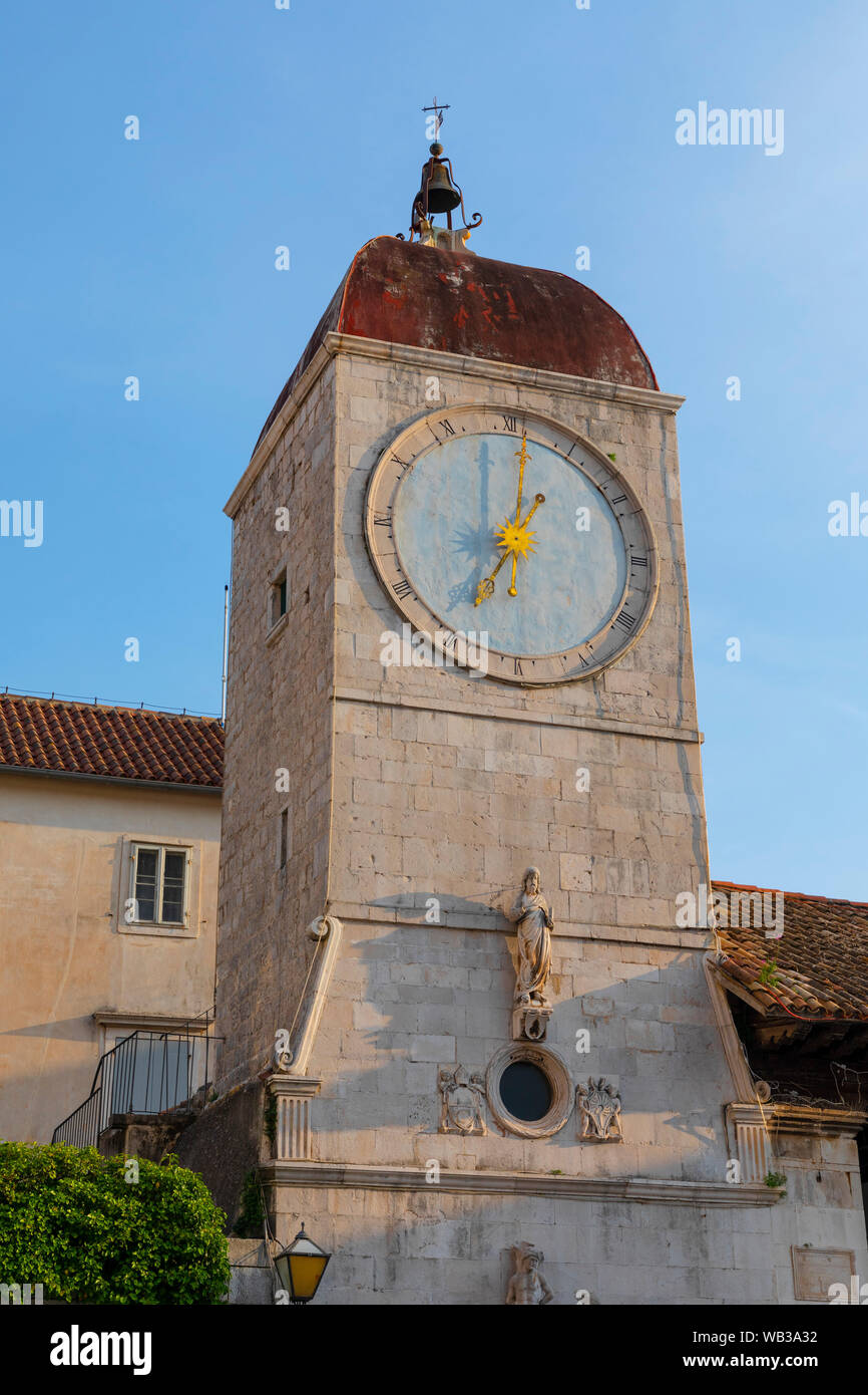 Loggia and Clock Tower, Trogir, Croatia, Europe Stock Photo