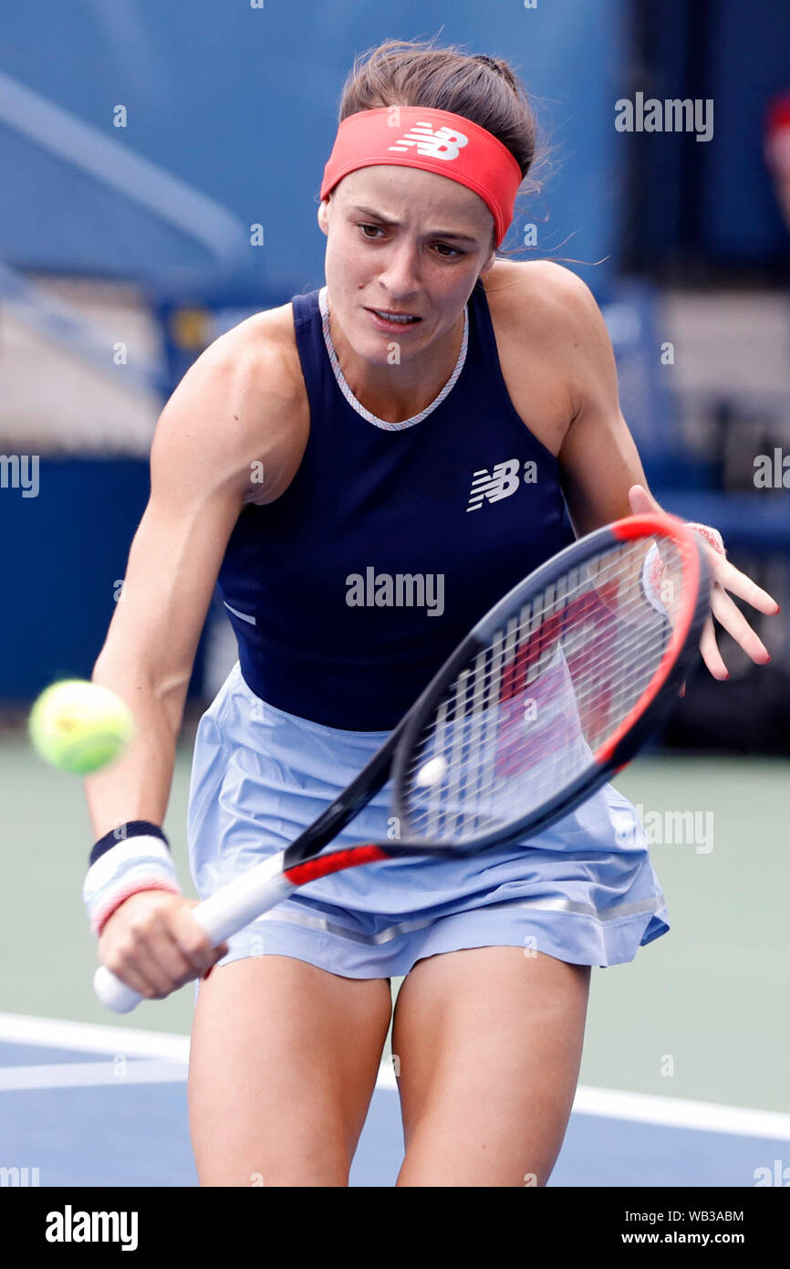New York Usa 23rd Aug 2019 Nicole Gibbs Of The United States Returns To Peng Shuai Of China During A Third Round Qualification Match At The 2019 Us Open In New York The