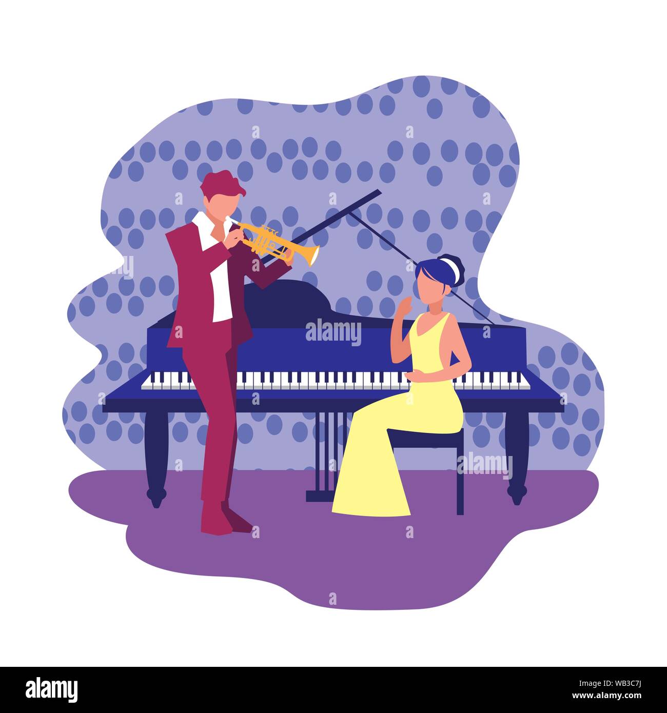 woman and man musicians concert event classic instrument vector illustration Stock Vector