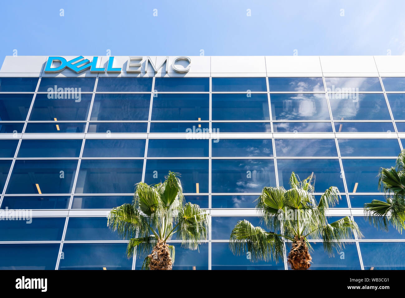 July 30, 2019 Santa Clara / CA / USA - DellEmc headquarters in Silicon Valley; DellEmc is an American multinational information technology corporation Stock Photo