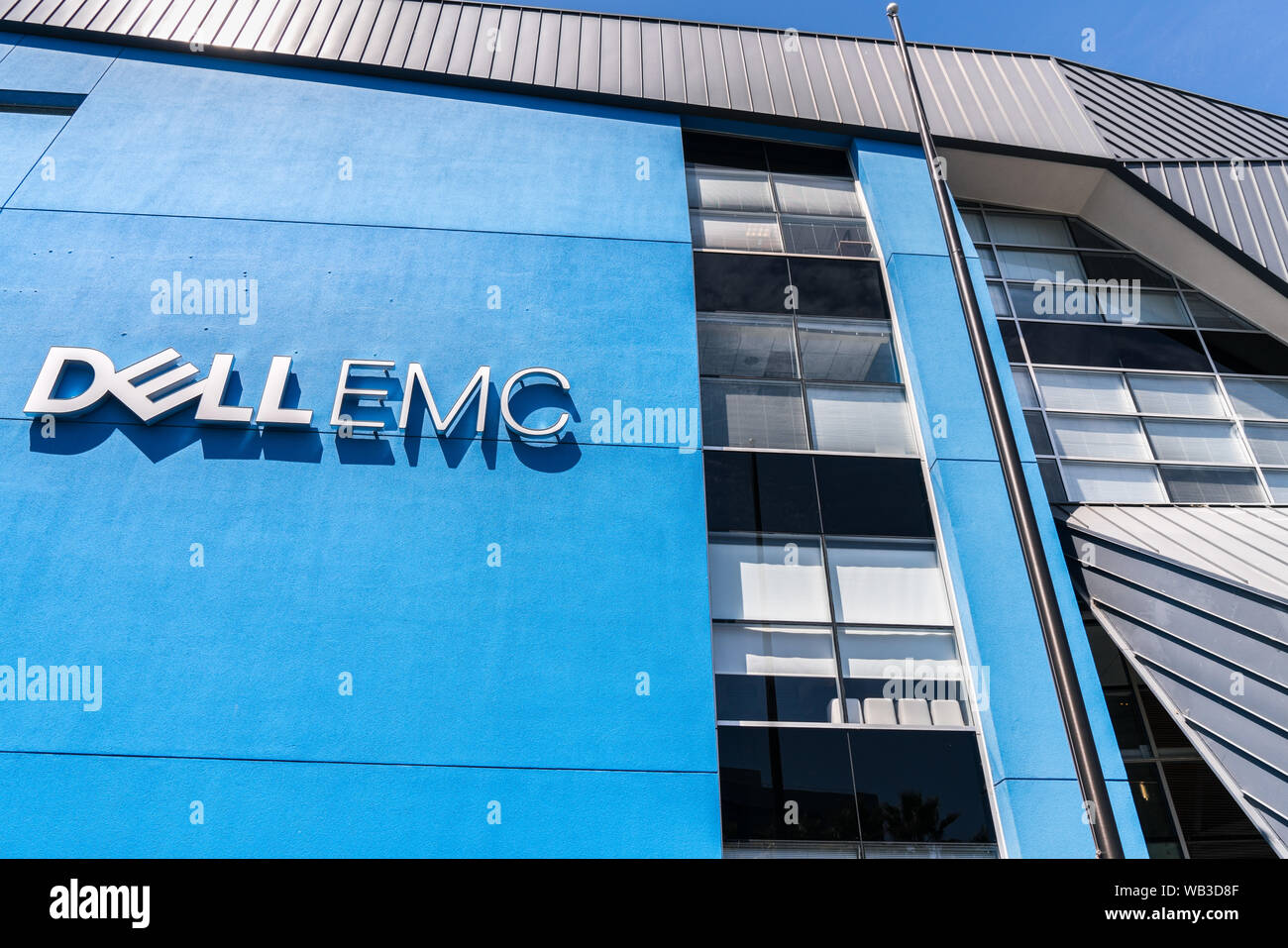 July 30, 2019 Santa Clara / CA / USA - DellEmc headquarters in Silicon Valley; DellEmc is an American multinational information technology corporation Stock Photo