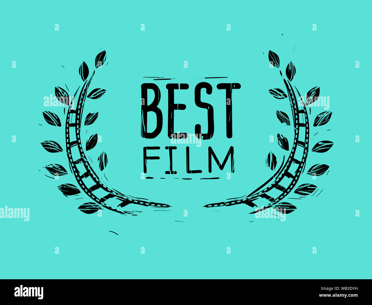 Illustration of a Laurel Wreath with Movie Film in the Middle with Best Film Lettering Stock Photo