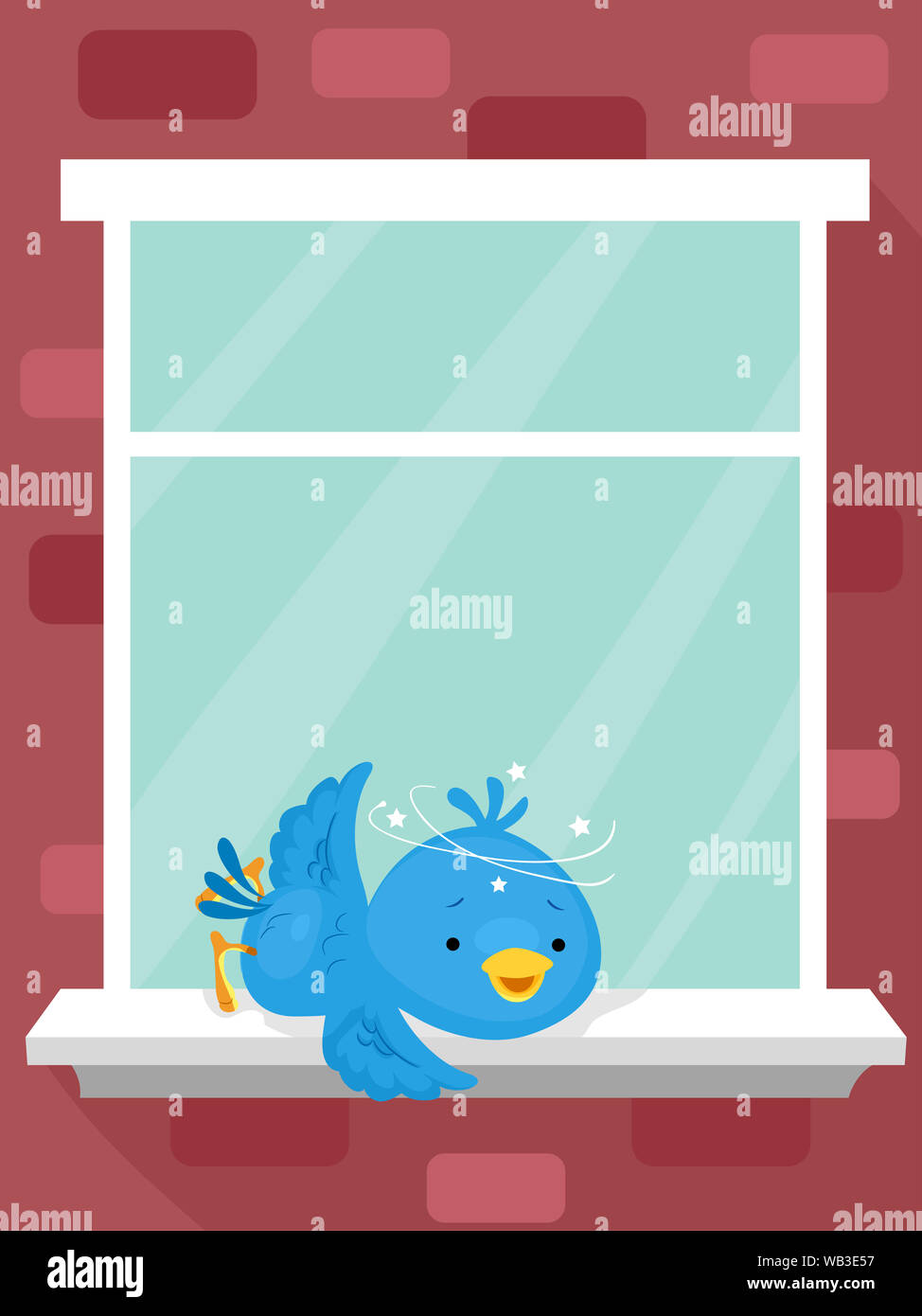 Illustration of a Dizzy Bird Mascot Explaining About Why Birds Strike