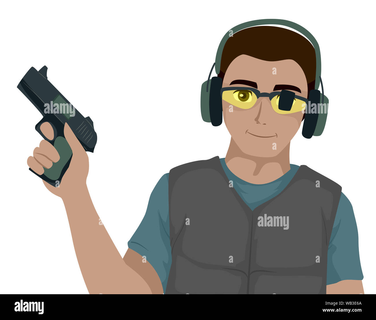 Illustration of a Teenage Guy Holding a Gun and Wearing Goggles and