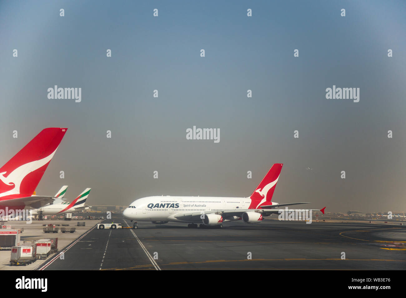 UAE, DUBAI CIRCA 2015 Airbus A380 QANTAS Airline Airplane just