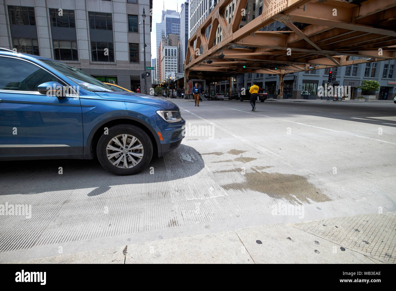 cars stopped at crosswalk in downtown the loop chicago illinois united states of america Stock Photo