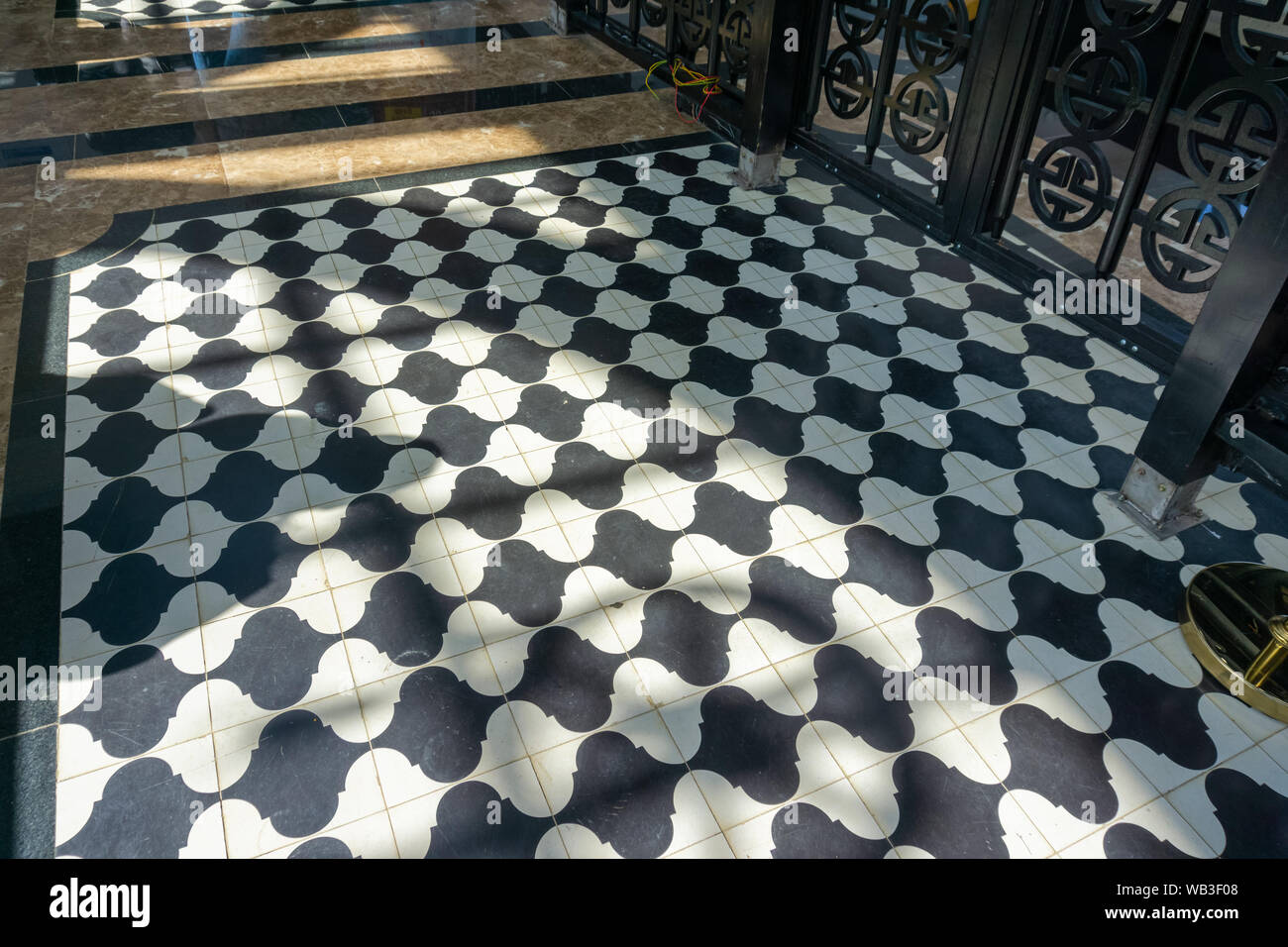 Black And White Checkered Floor Grunge Tiles Marble Surface At