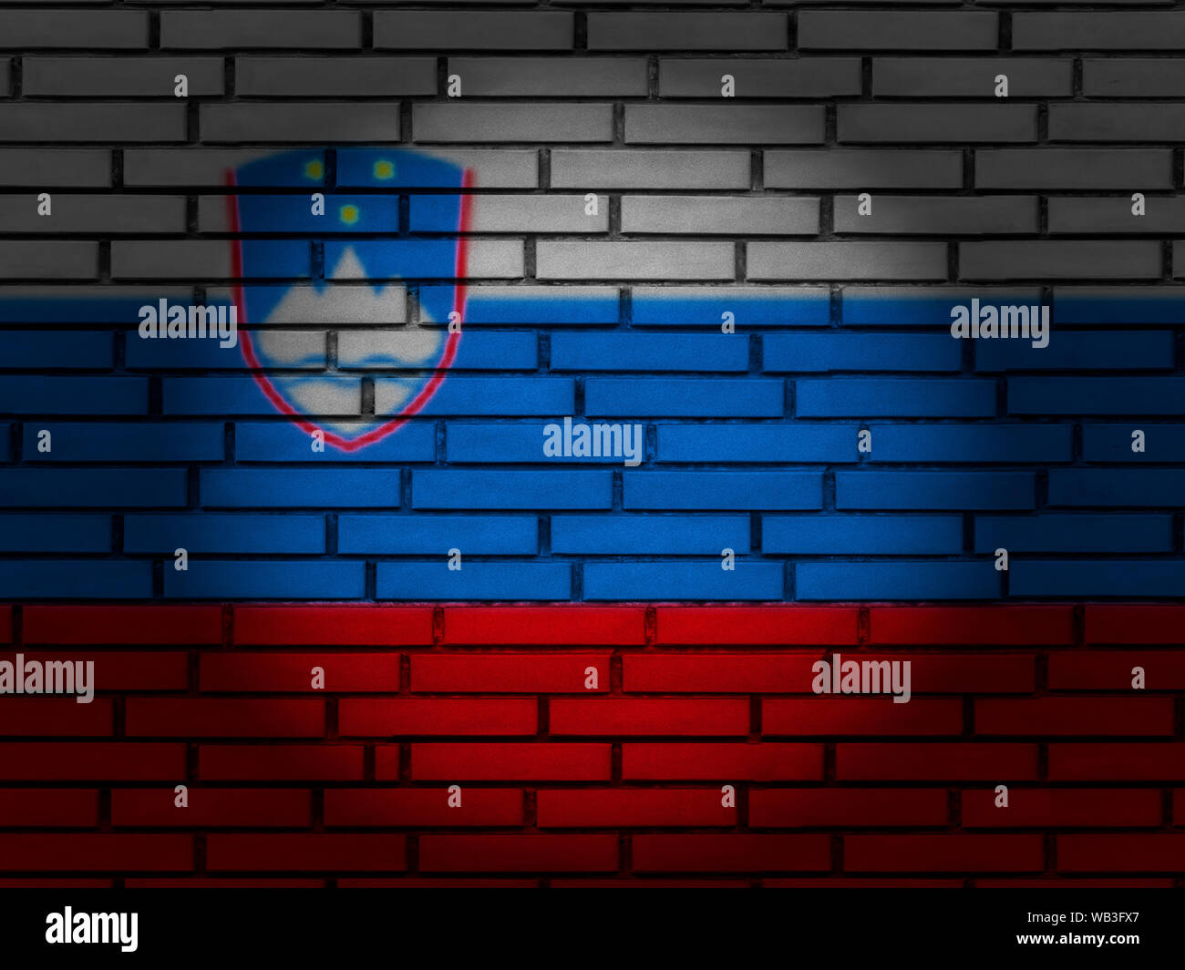 Slovenia flag on brick wall. 3d illustration Stock Photo - Alamy