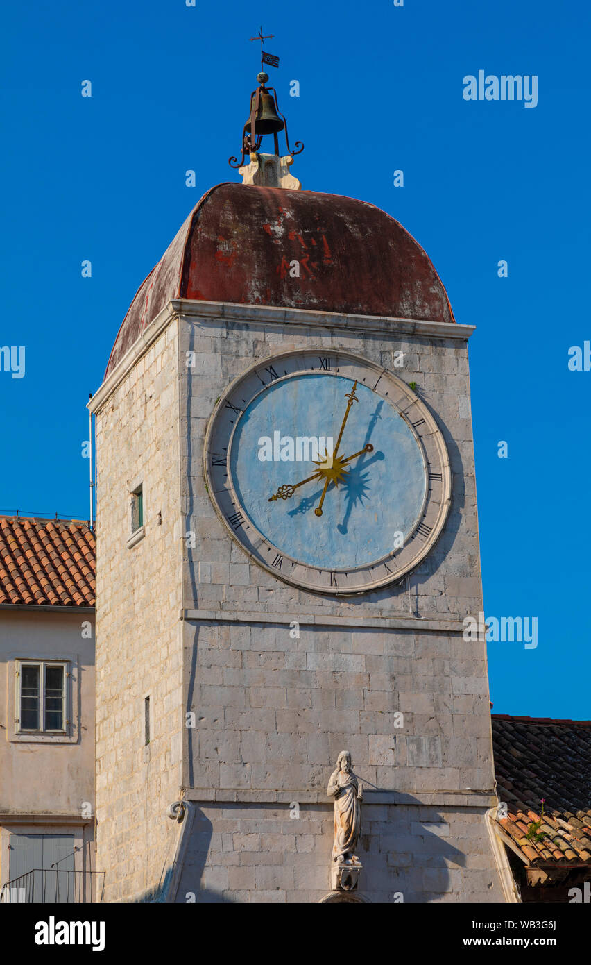 Loggia and Clock Tower, Trogir, Croatia, Europe Stock Photo