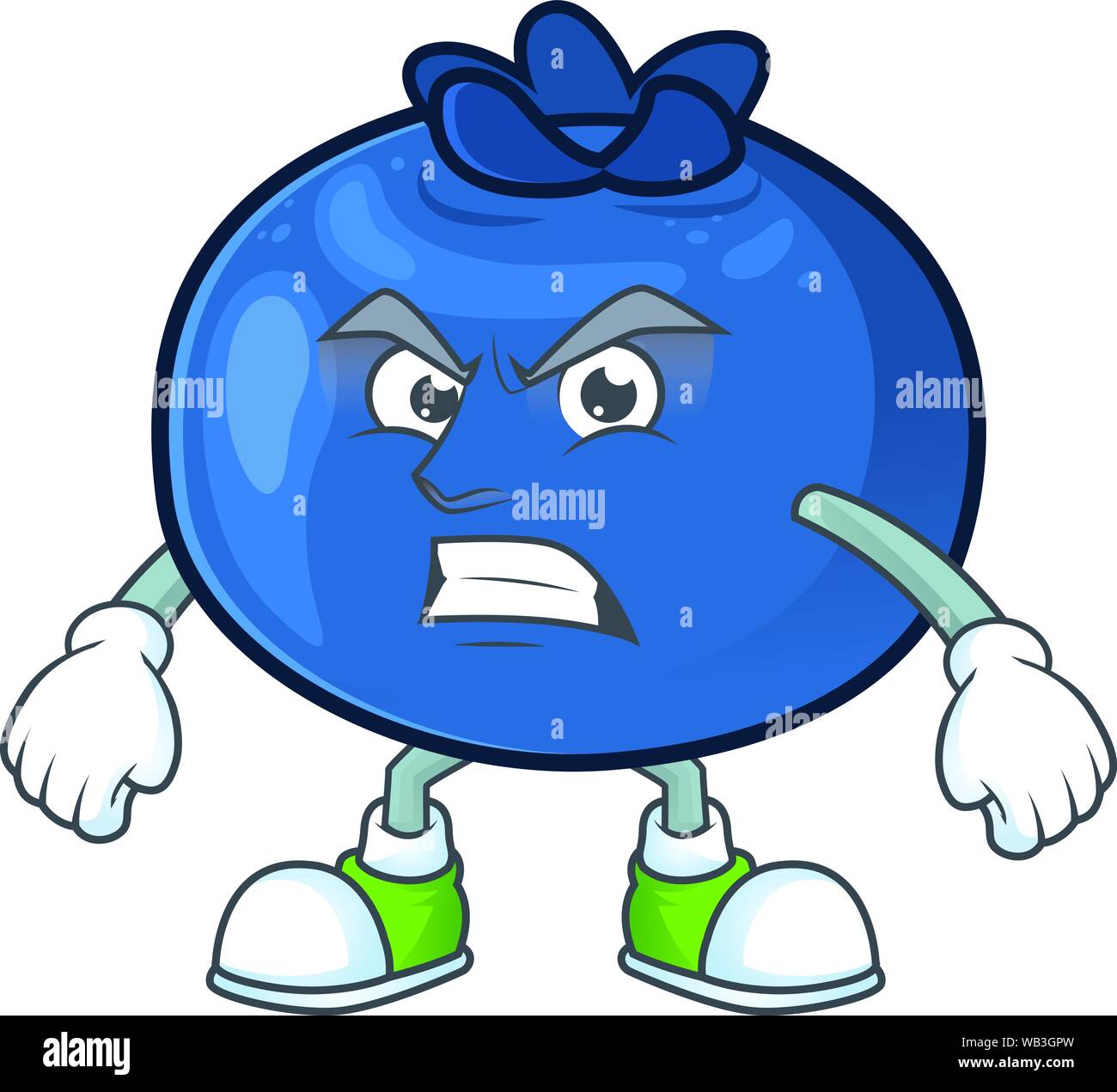 Scream cartoon funny blueberry fruit with mascot Stock Vector Image