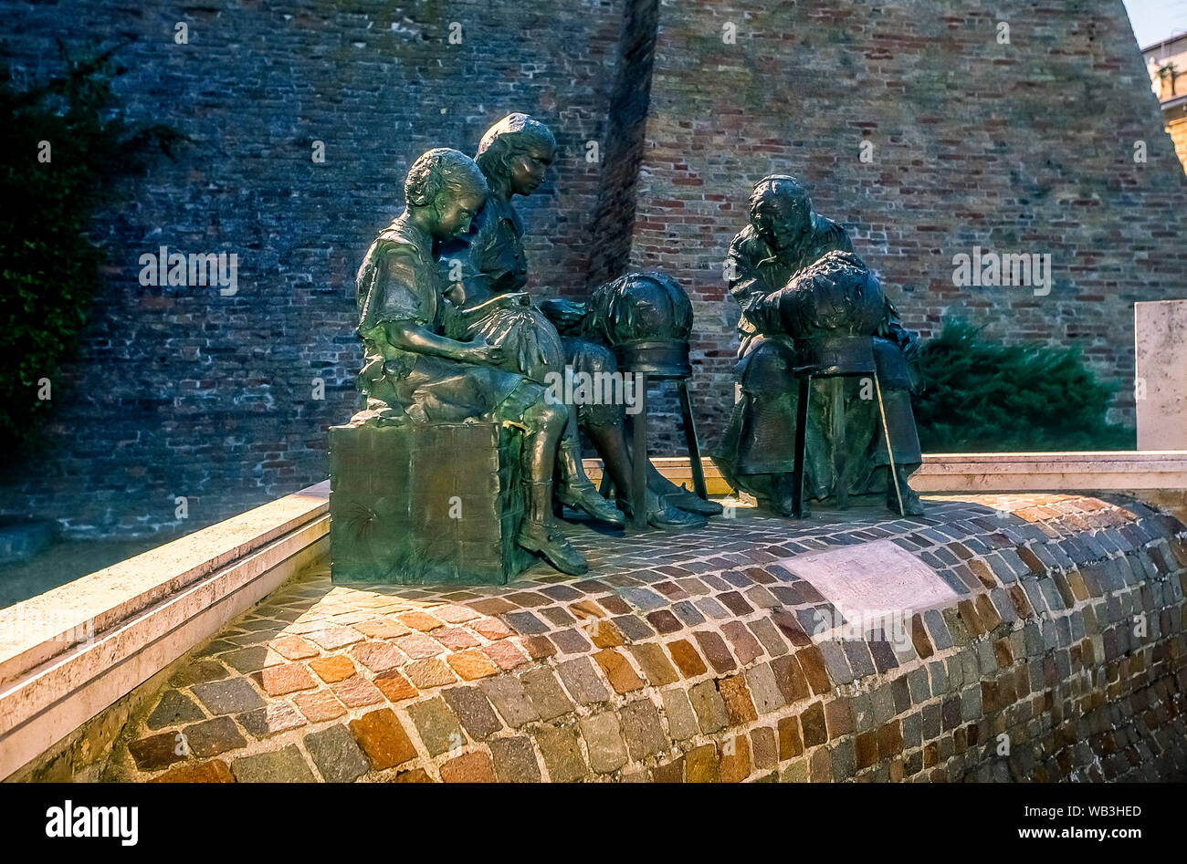 Italy Marche Offida monument to lace makers Stock Photo