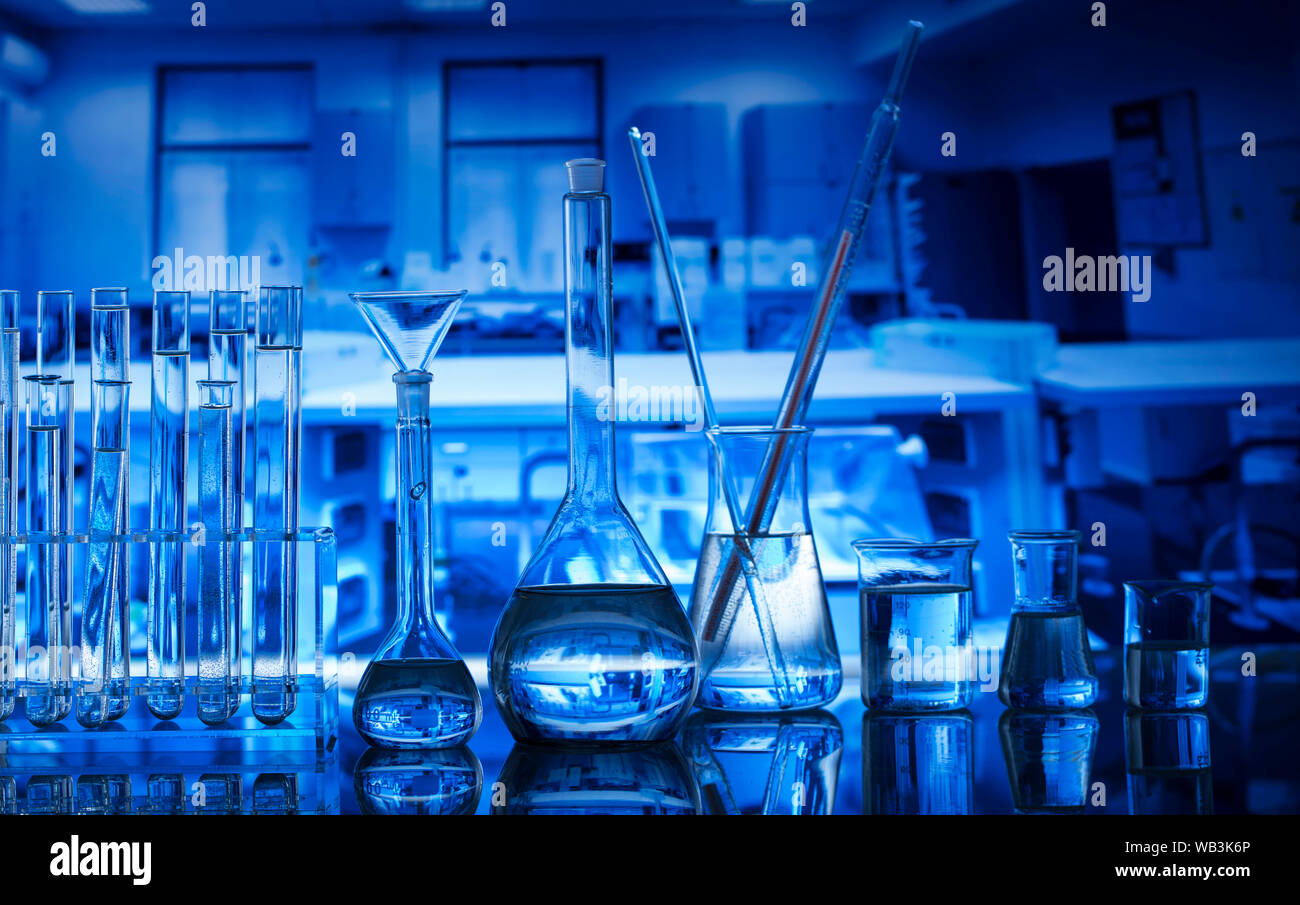 Science laboratory concept background. Microscope and laboratory