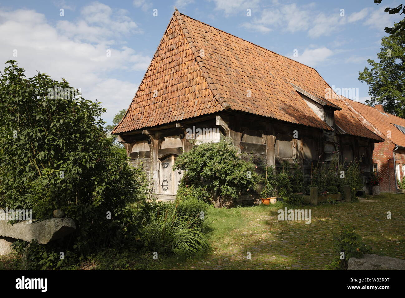 Scheune, Hörpel, Lüneburger Heide, Niedersachsen, Deutschland Stock Photo
