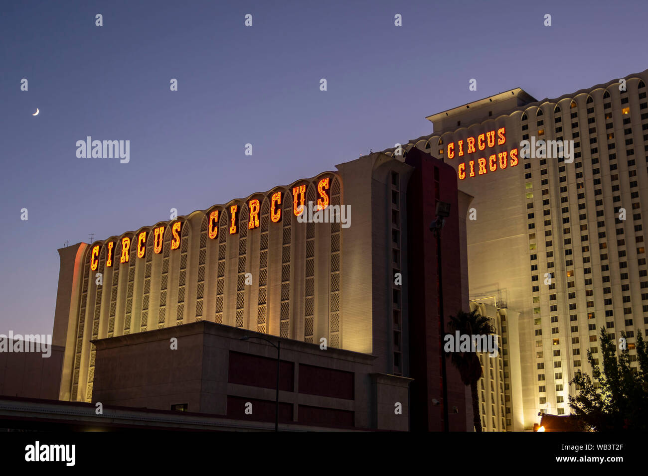 Las Vegas, NV, USA ,september 12/2016 : Illuminated  Hotel Circus Circus at twiling in Las Vegas Stock Photo