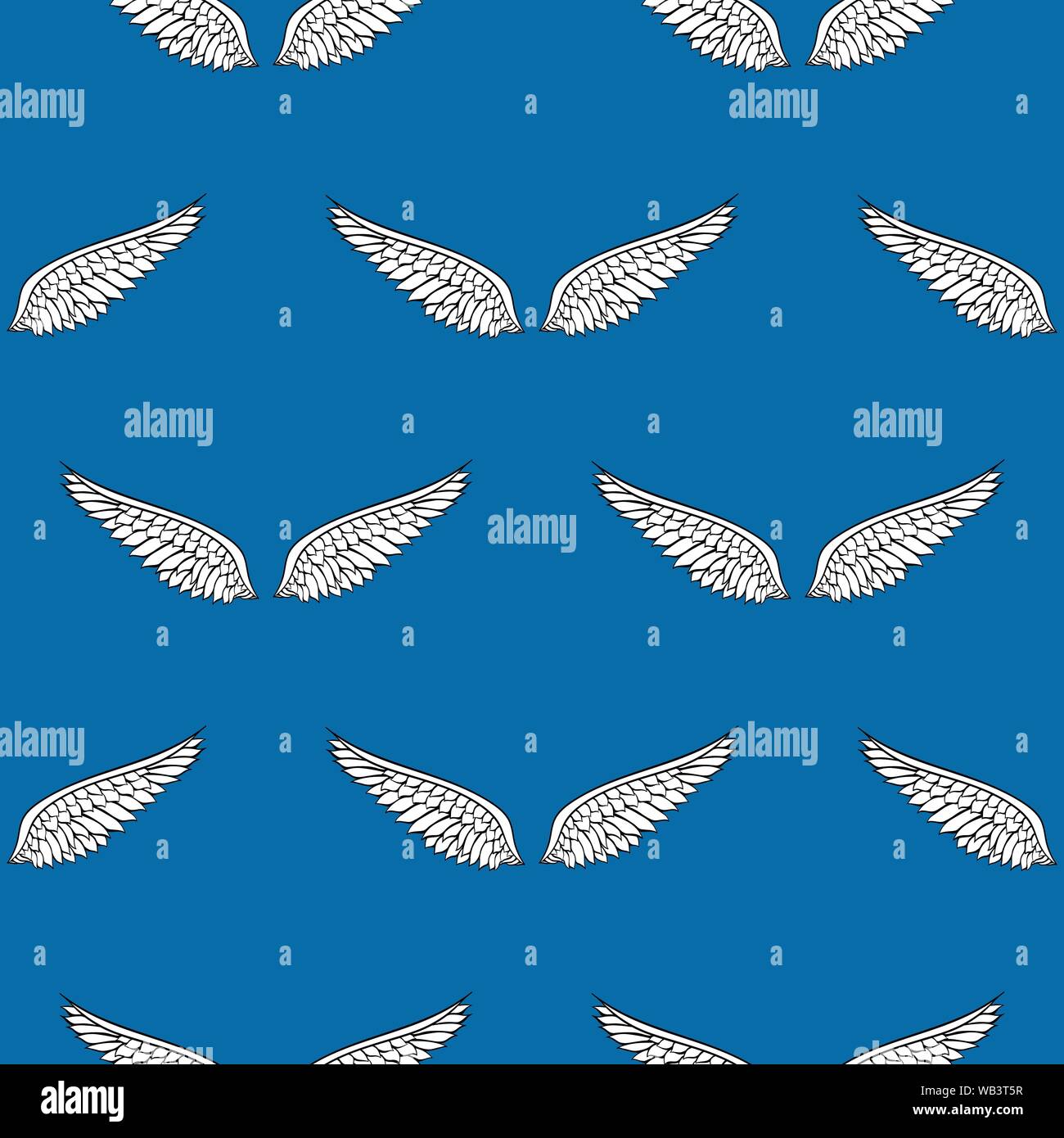 White wings on blue background vector seamless pattern Stock Vector ...
