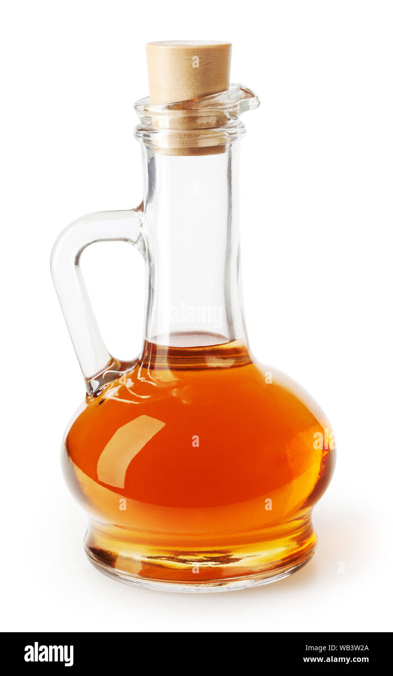Apple cider vinegar in glass bottle isolated on white background with clipping path Stock Photo