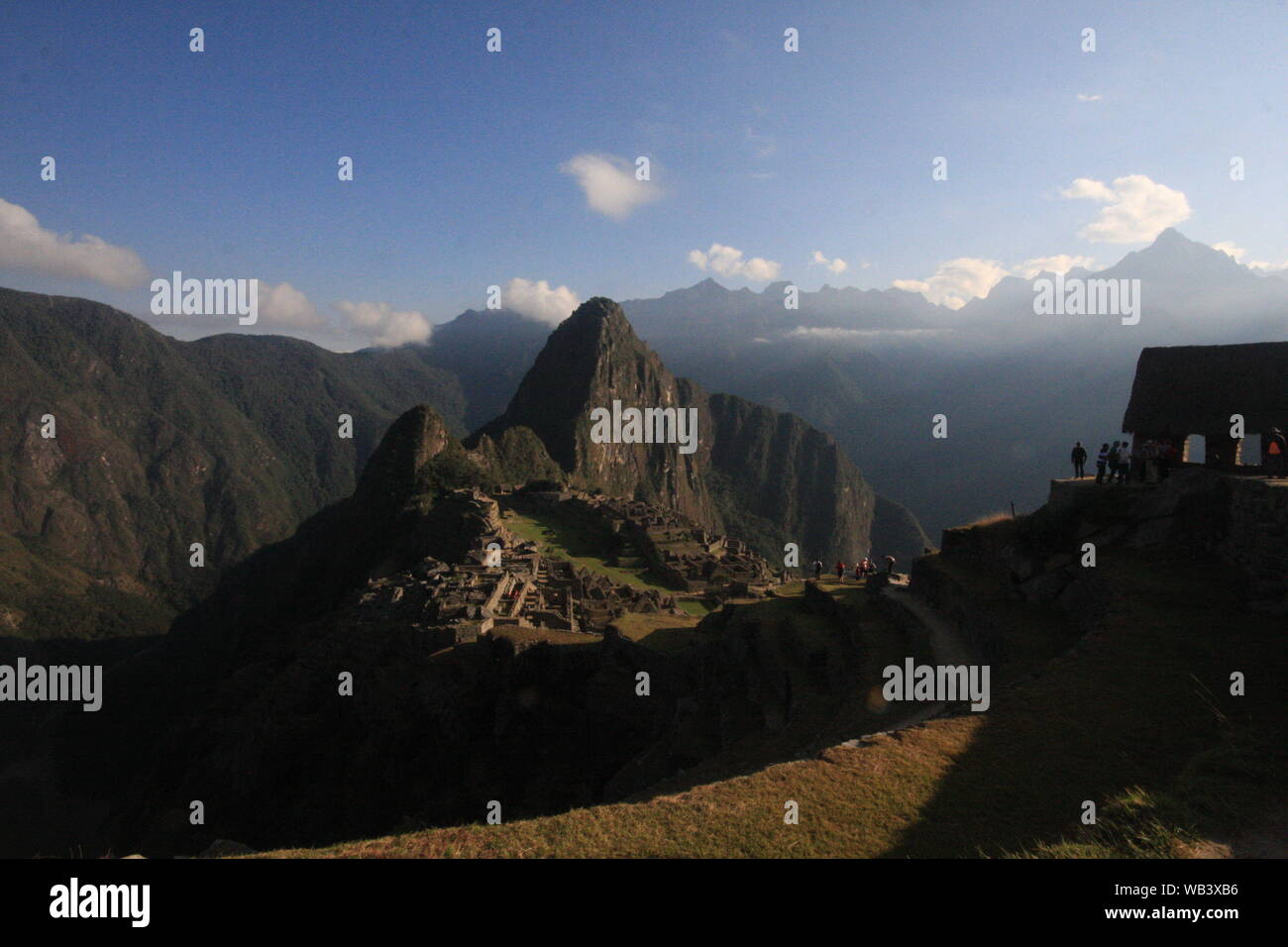 Machu Picchu Incan citadel in the Andes Mountains in Peru Stock Photo ...