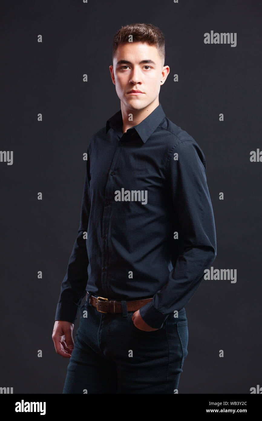 Young white male model in a studio setting Stock Photo