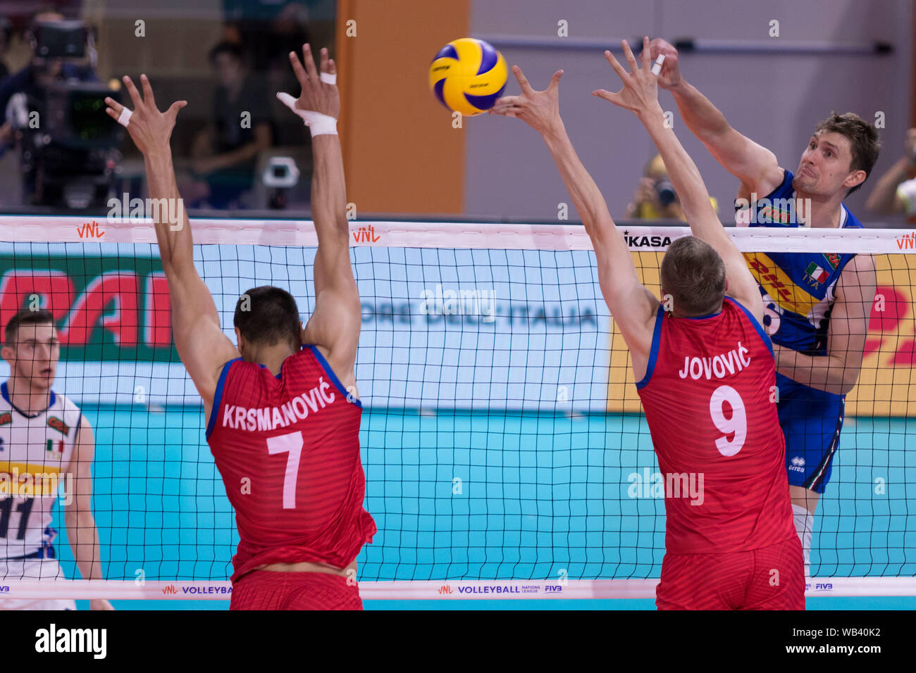 ATTACCO OF OLEG ANTONOV during Nations League Men Italy Vs Serbia, Milano, Italy, 21 Jun 2019