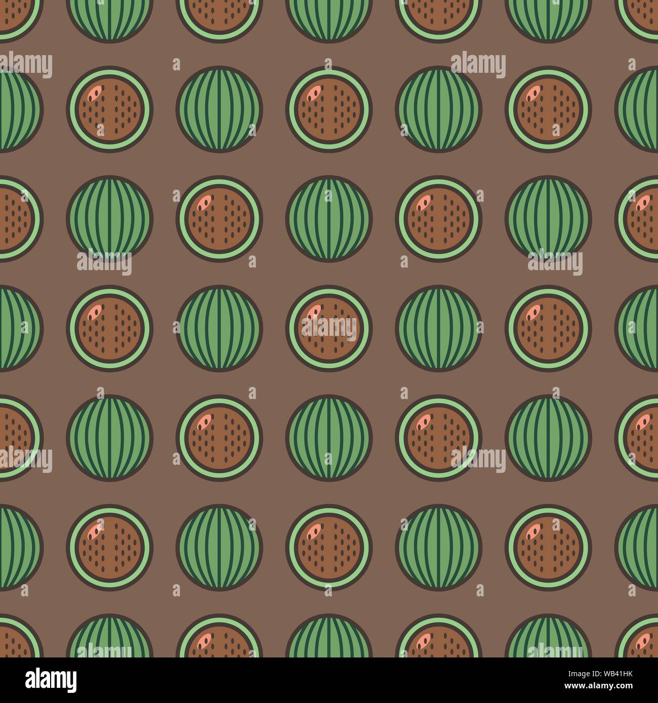 Seamless pattern background with watermelons, colorful illustration, eps10. Clipping mask applied. This pattern is available as Swatches. Stock Vector