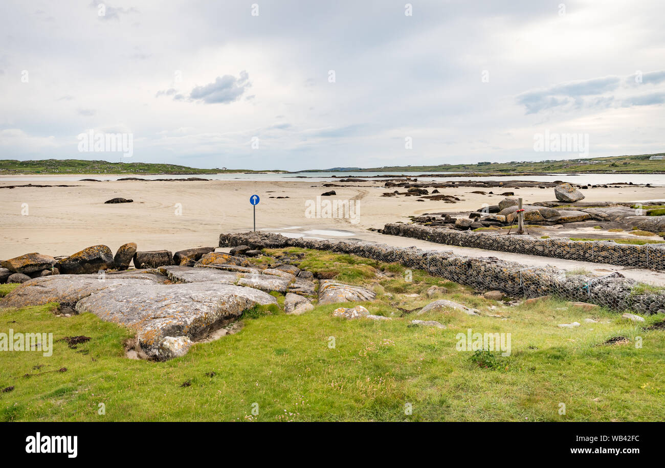 The Beach Road to Omey Island, Co Galway, Ireland Stock Photo