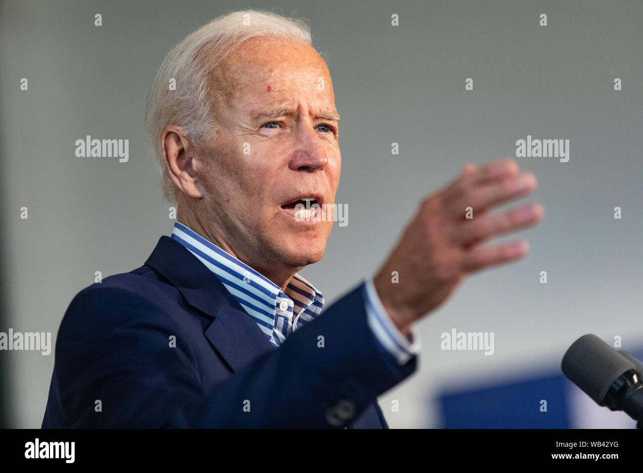 New Hampshire, USA. August 23, 2019, Darthmouth College, Hanover, New Hampshire, USA: Democratic presidential candidate former Vice President Joe Biden campaigning at Dartmouth College. Credit: Keiko Hiromi/AFLO/Alamy Live News Stock Photo