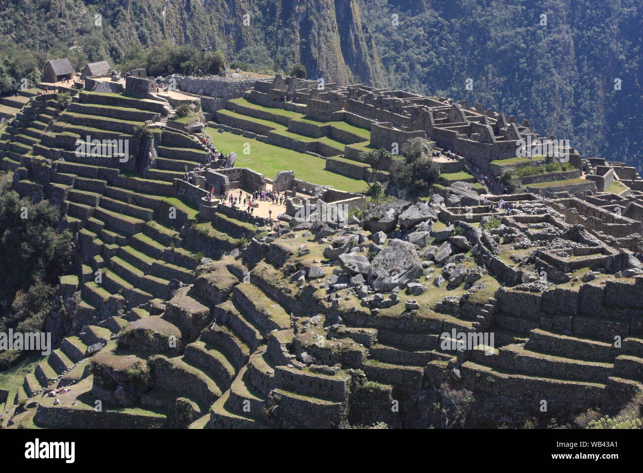 Machu Picchu Incan citadel in the Andes Mountains in Peru Stock Photo ...