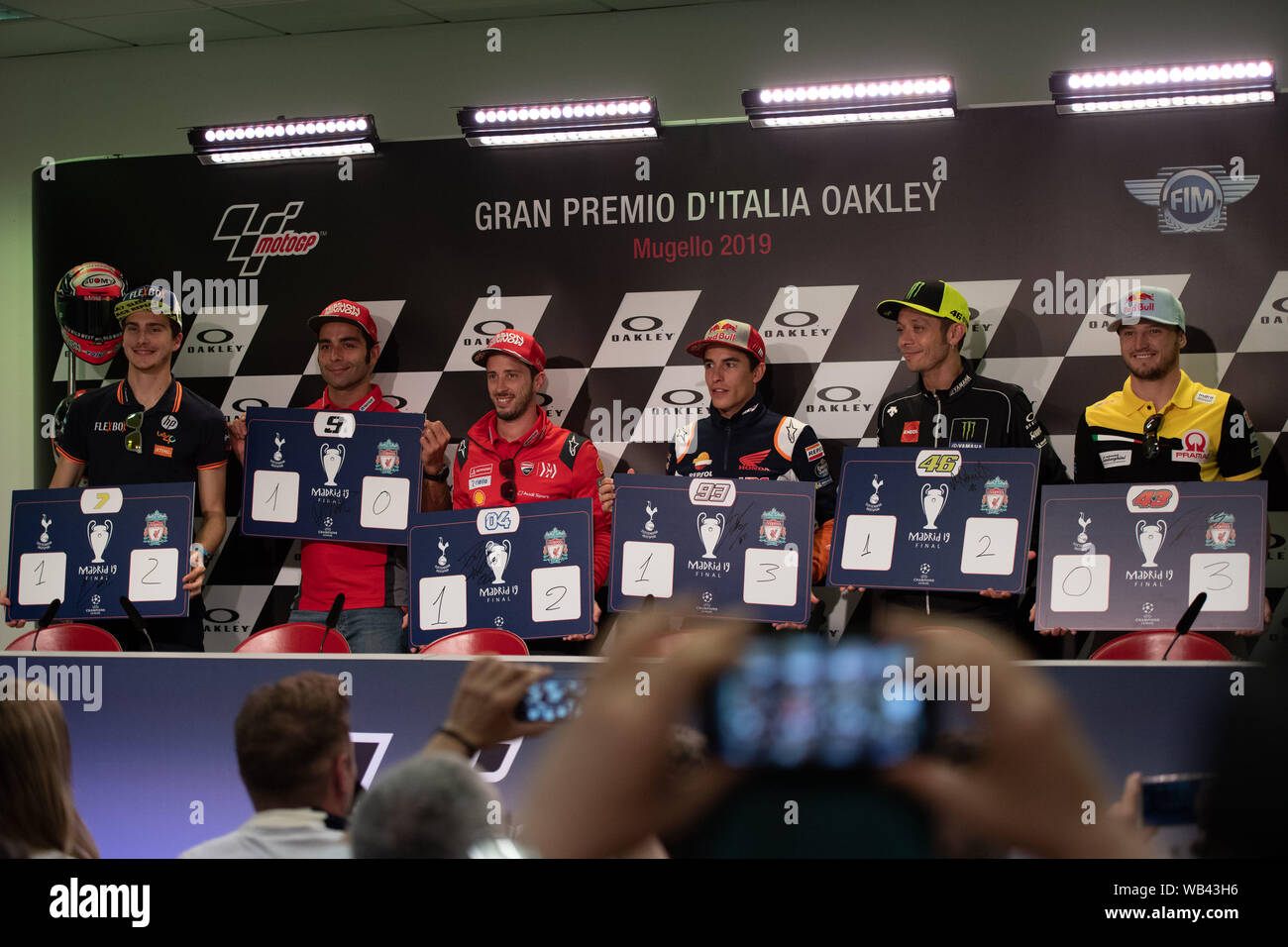 ALL RIDERS DURING THURSDAY PRESS CONFERENCE IN MUGELLO CIRCUIT - MOTOGP GRAN PREMIO D´ITALY during Gran Premio D´Italy 2019 (mugello) - Conferenza Sta Stock Photo