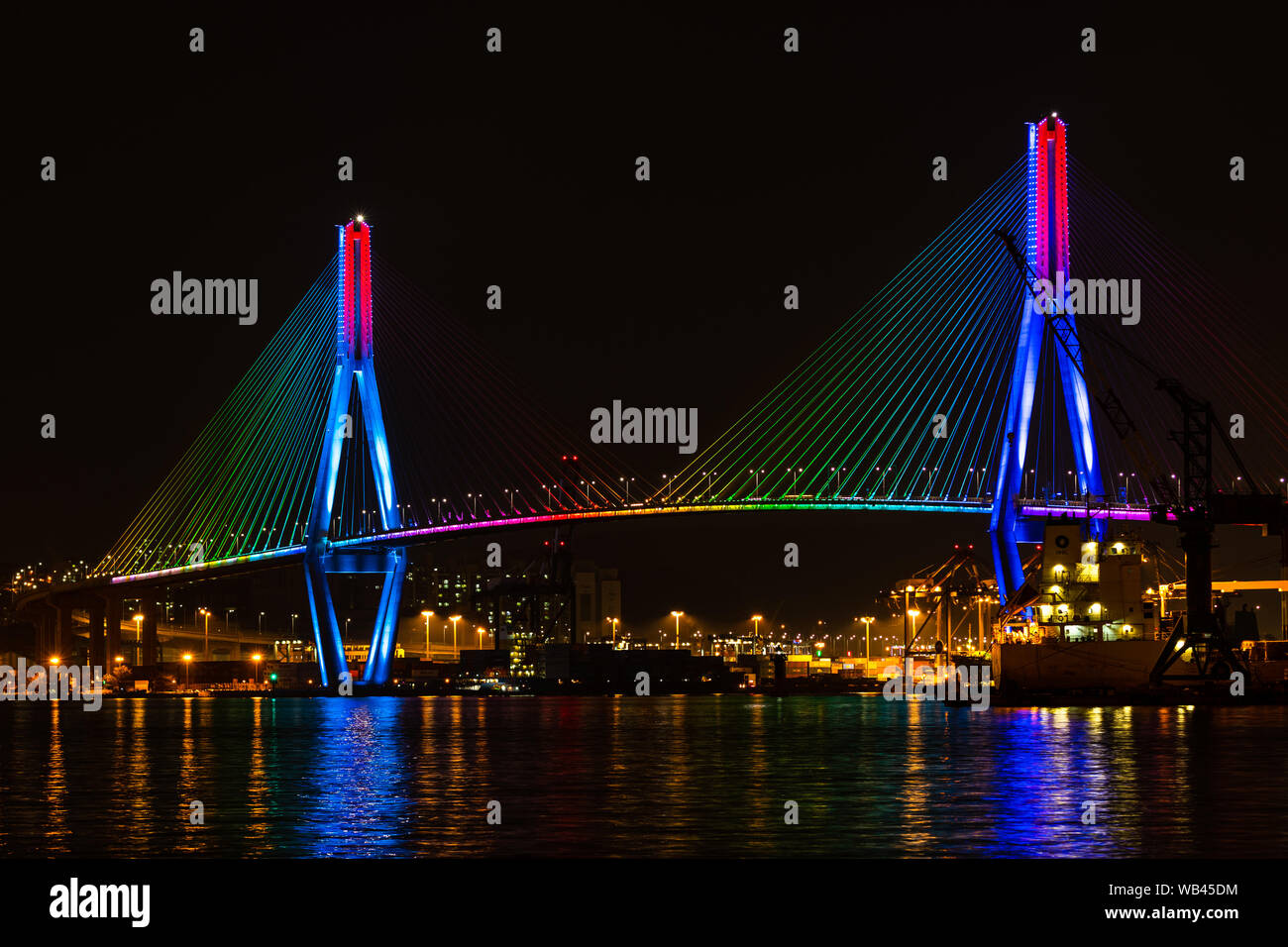 Colorful bridge in South Korea, Busan Stock Photo