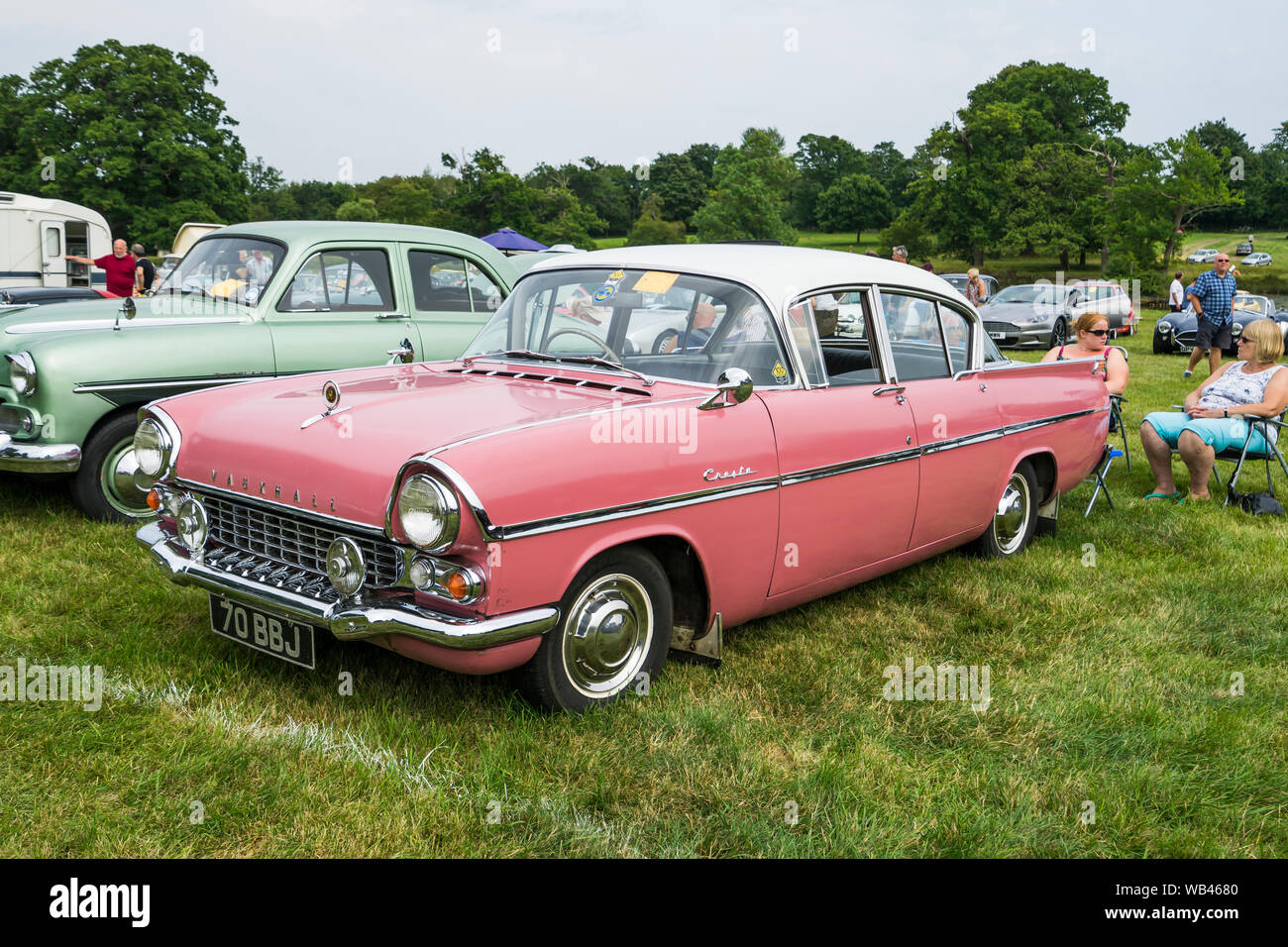Pink Vauxhall Cresta at The Helmingham Festival of Classic & Sports Cars 2019 Stock Photo