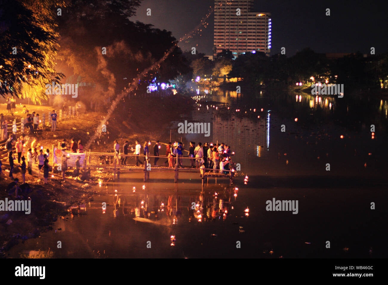 Buddha and temple in Chiang Mai Thailand Stock Photo