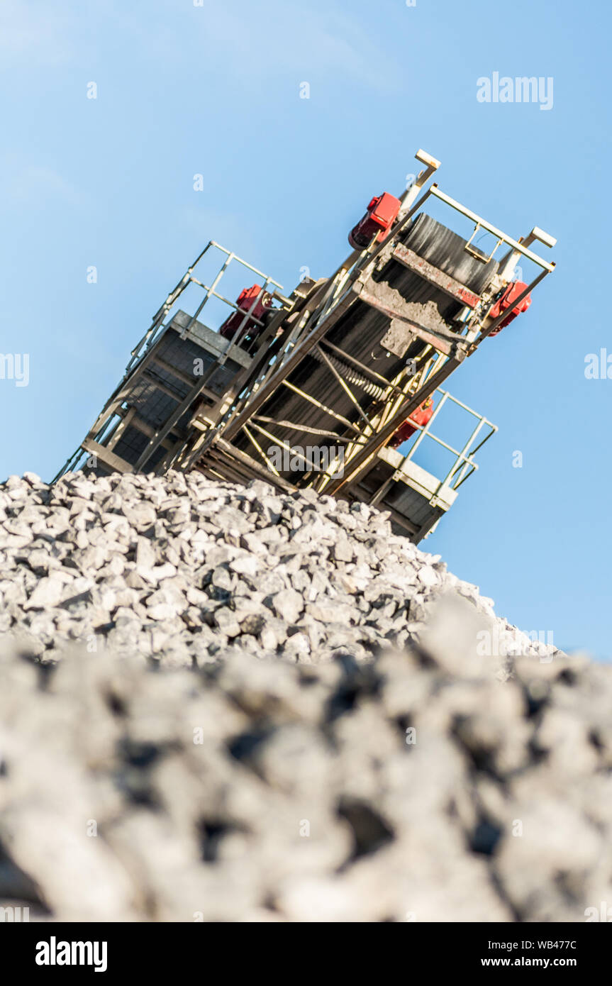 Conveyor belts at a gravel quarry. Production concept Stock Photo Alamy