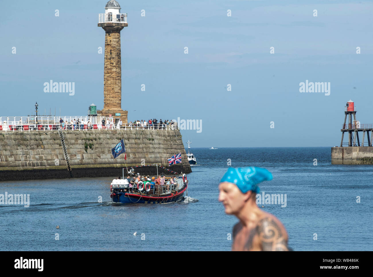 The harbour at Whitby in Yorkshire, as a bank holiday heatwave will see most of the country sizzling in sunshine with possible record temperatures, the Met Office has said. Stock Photo