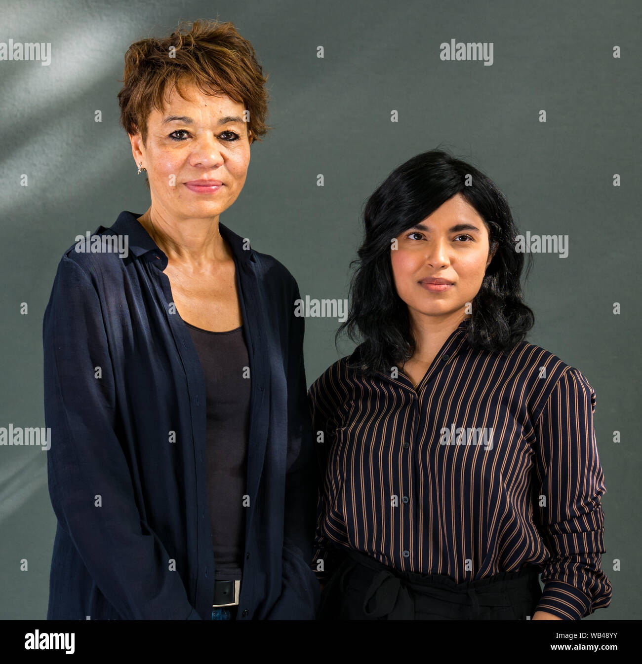 Edinburgh, Scotland, UK. 24th Aug, 2019. Edinburgh International Book Festival. Pictured: L to R Tess McWatt & Zeba Talkhani. Tessa McWatt, a Guyanese-born Canadian writer and currently Professor of Creative Writing at the University of East Anglia, and Zeba Talkhani, originally from Saudi Arabia Stock Photo