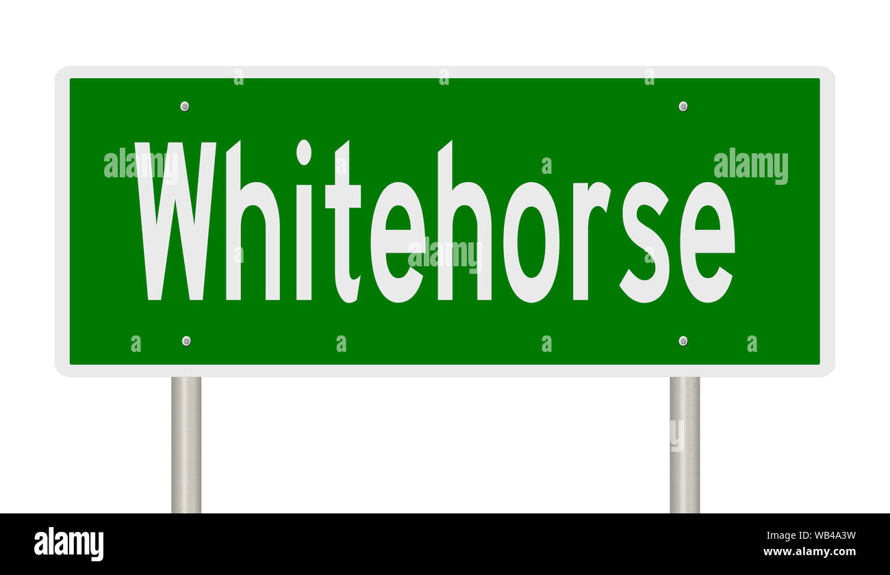 Rendering of a green highway sign for Whitehorse Yukon Territory Canada Stock Photo