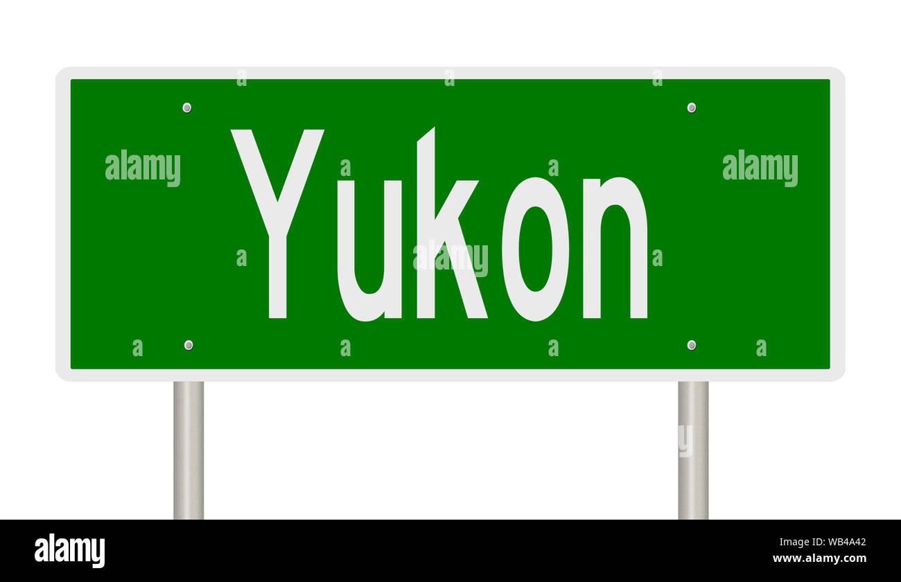 Rendering of a green highway sign for Yukon Territory Canada Stock Photo