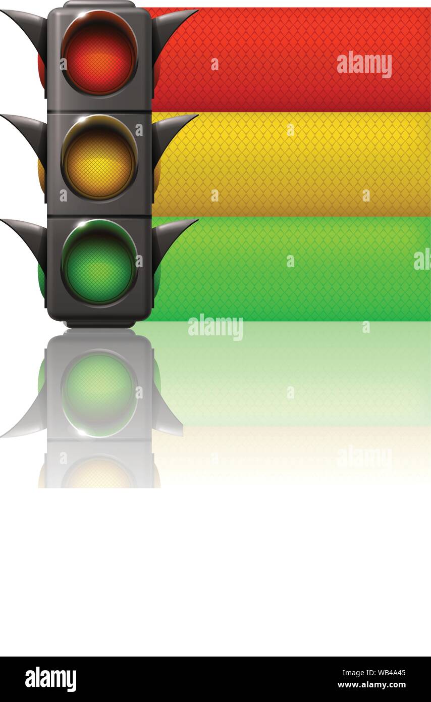 trafic light with three color lines Stock Vector