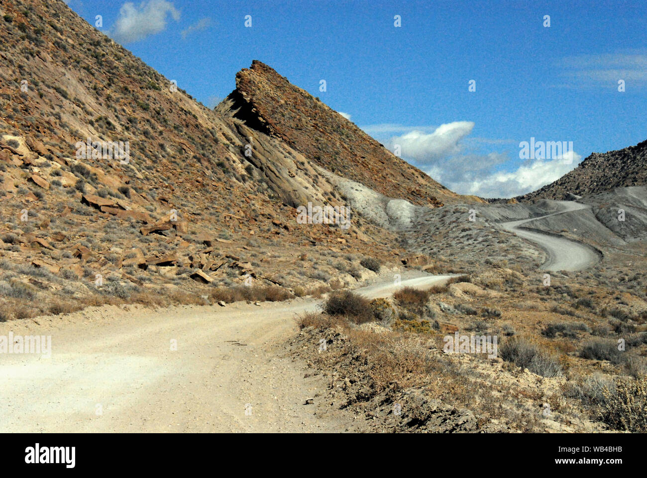 A wilderness ATV road snaking through the beautifully desolate desert of Arizona, USA creates a great metaphorical background.  Note the ample copy sp Stock Photo