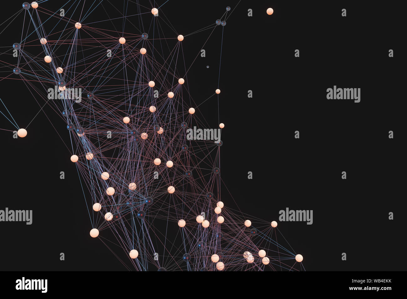 Gene lines and nodes, biological gene structure, 3d rendering. Computer ...