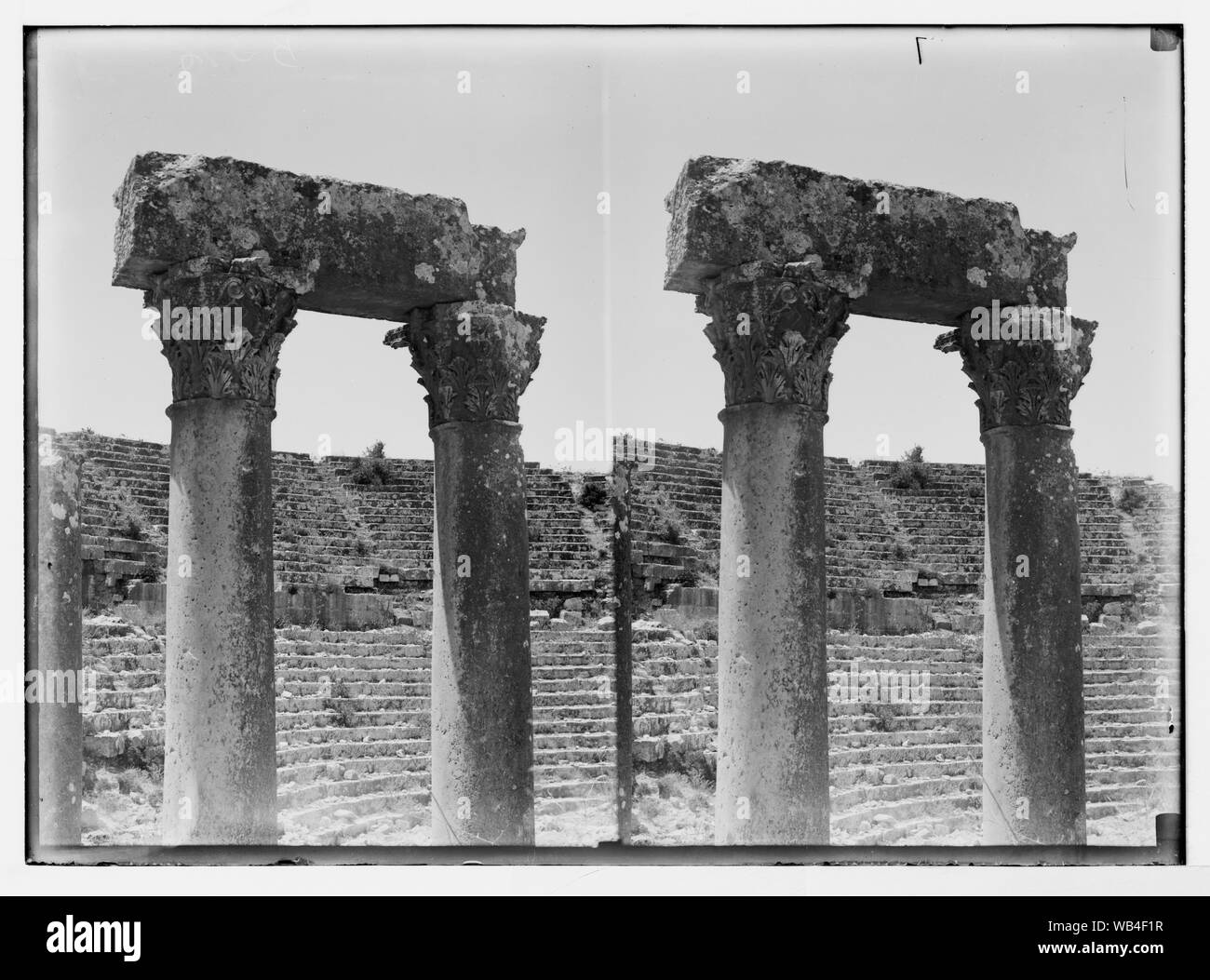 East of the Jordan and Dead Sea. Columns and southern theatre, Jerash Abstract/medium: G. Eric and Edith Matson Photograph Collection Stock Photo
