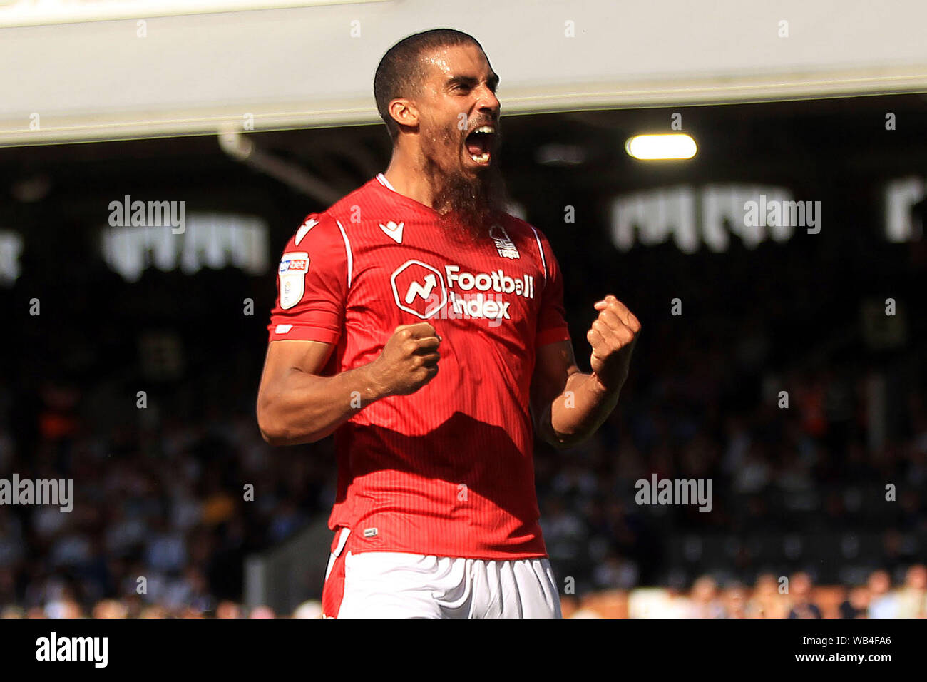 London Uk 24th Aug 2019 Lewis Grabban Of Nottingham Forest Celebrates After Scoring His Team S Second