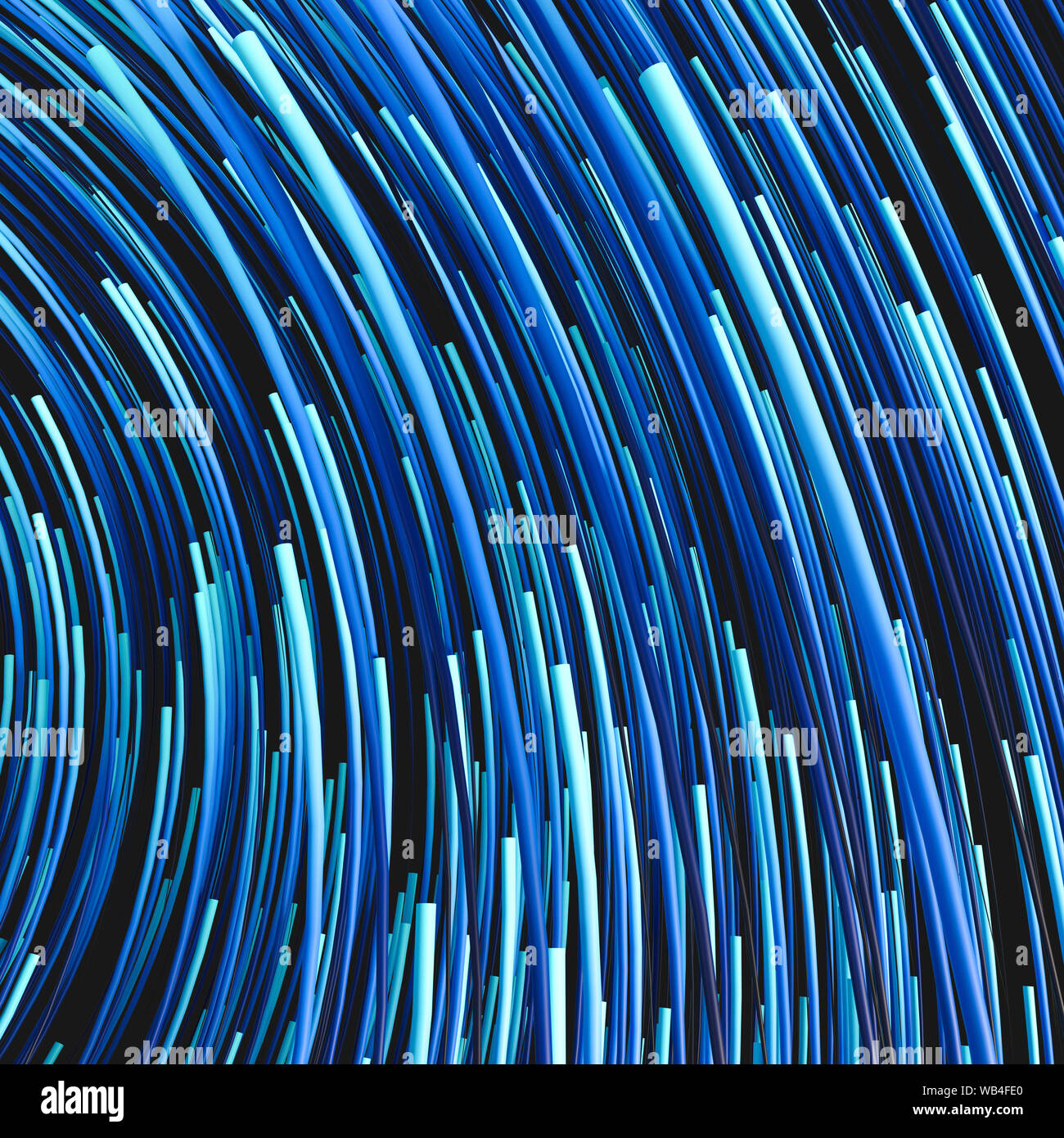 Blue swirling swirls with gradient lines, 3d rendering. Computer ...