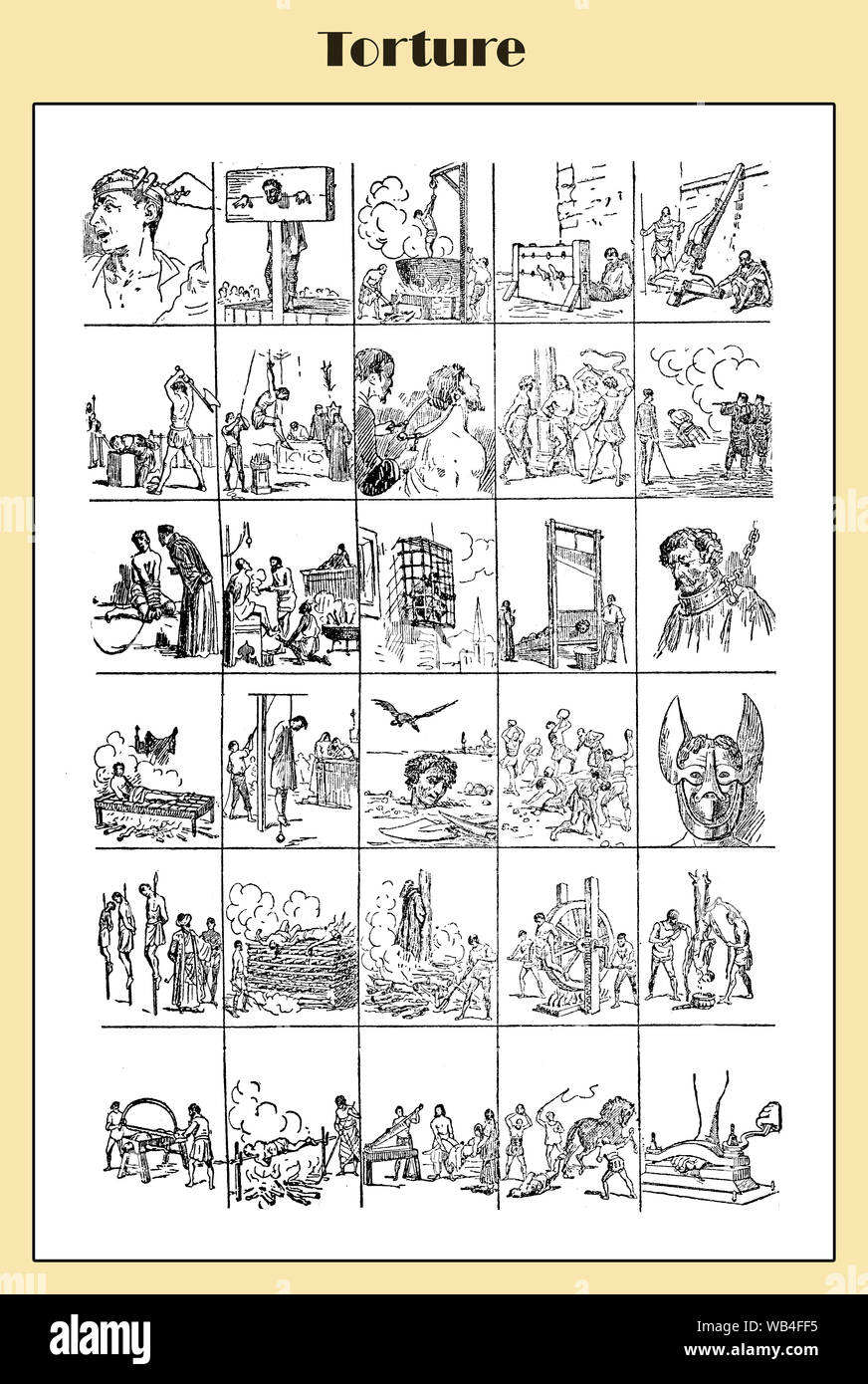 Torture and its brutality illustration from an Italian lexicon Stock Photo