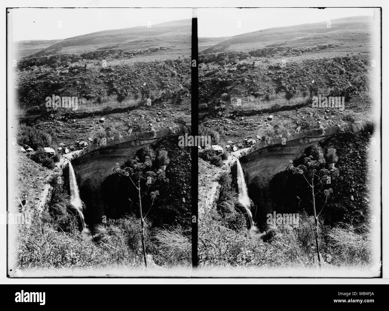 East of the Jordan and Dead Sea. Waterfall in Wady Selihi Abstract/medium: G. Eric and Edith Matson Photograph Collection Stock Photo