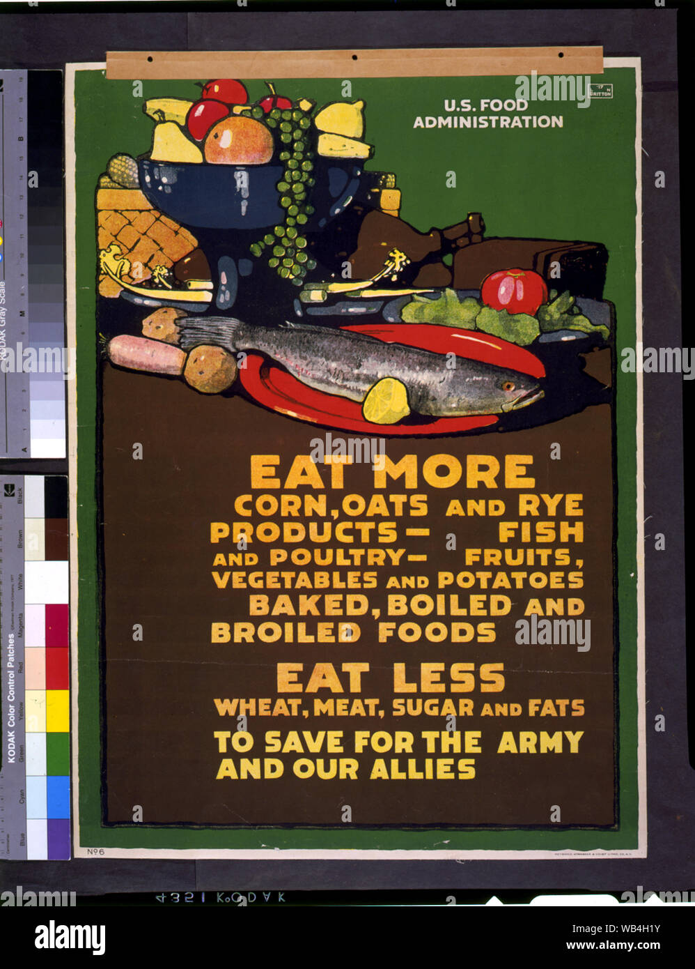 Eat more corn, oats and rye products - ... Eat less wheat, meat, ... / L.N. Britton. Abstract/medium: 1 photomechanical print (poster) : offset, color.; 1 photomechanical print (poster) : offset, color ; sheet 72 x 51.8 cm (no. 6a) Stock Photo