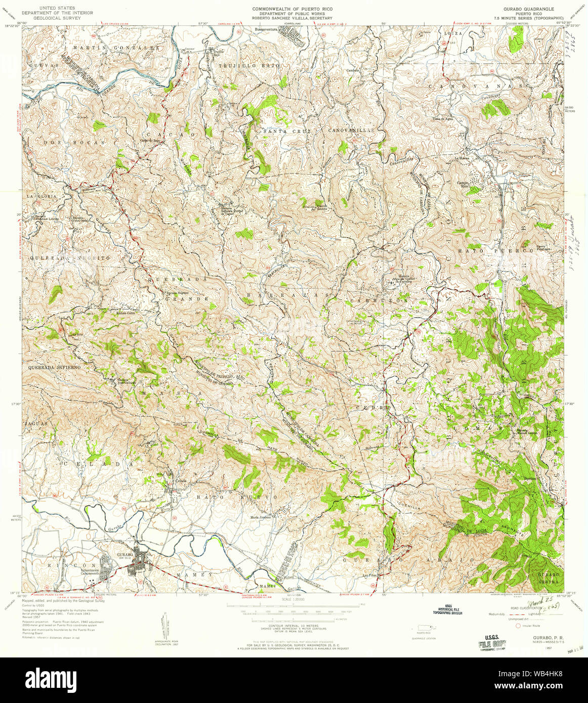 Gurabo Puerto Rico Map Usgs Topo Map Puerto Rico Pr Gurabo 362120 1957 20000 Restoration Stock  Photo - Alamy
