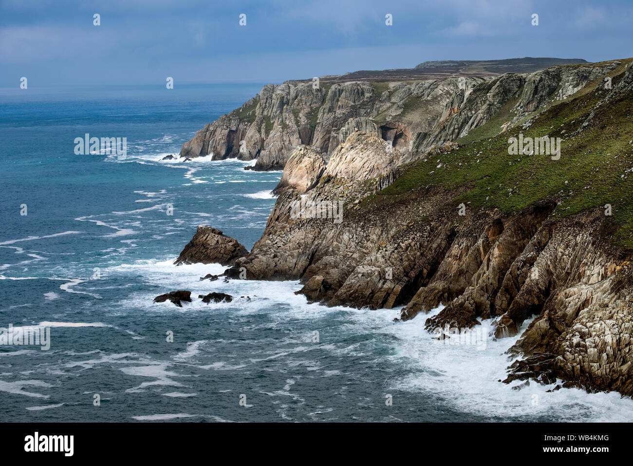 The wild rugged coastline of Lundy, an island in the Bristol Channel.The seas around Lundy have been designated England’s first Marine Nature Reserve. Stock Photo