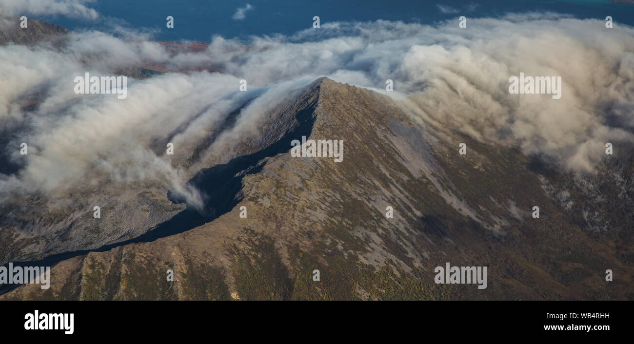Views of Lofoten from the plane, in Norway Stock Photo