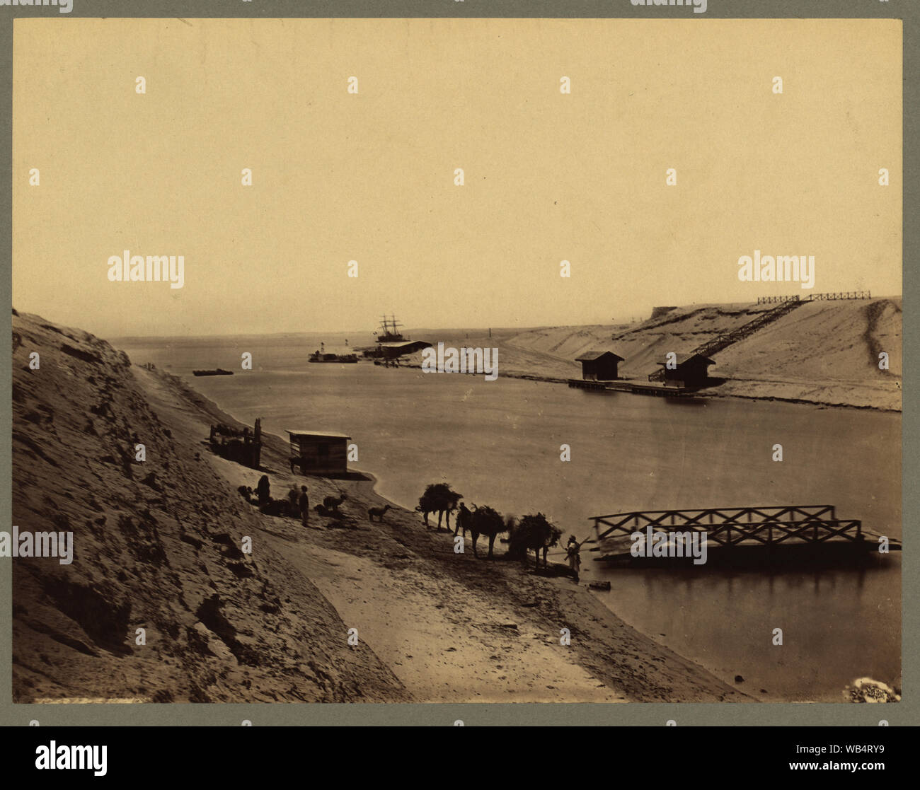 Egypt - Suez Canal - Lake Timsah, from opp. the chalet Abstract/medium: 1 photographic print: albumen. Stock Photo